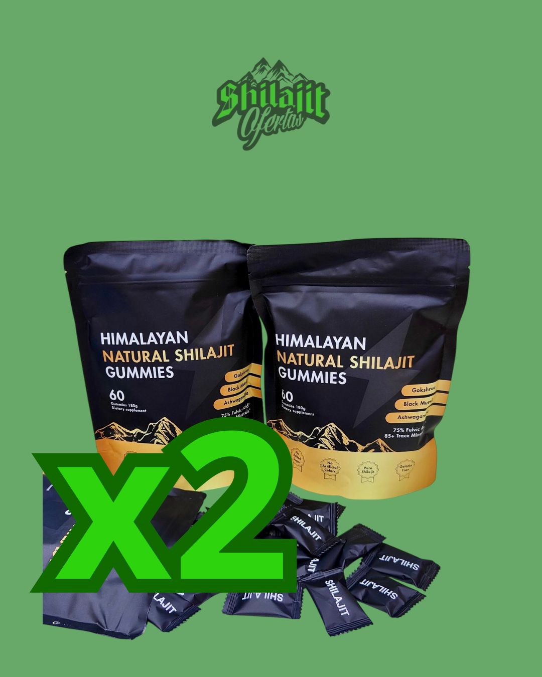 pack de dos bolsas con gominolas de shilajit
